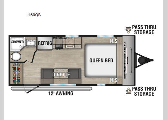 Floorplan - 2025 Sportsmen Classic 160QB Travel Trailer