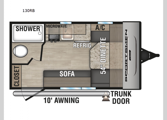 Floorplan - 2025 Sportsmen Classic 130RB Travel Trailer