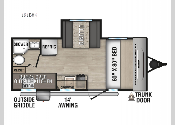 Floorplan - 2025 Sportsmen Classic 191BHK Travel Trailer