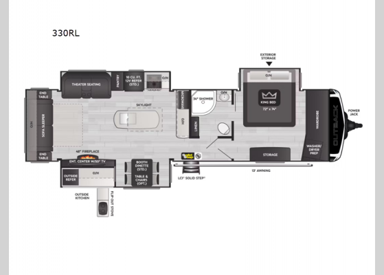 Floorplan - 2025 Outback 330RL Travel Trailer