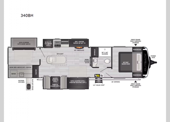 Floorplan - 2025 Outback 340BH Travel Trailer