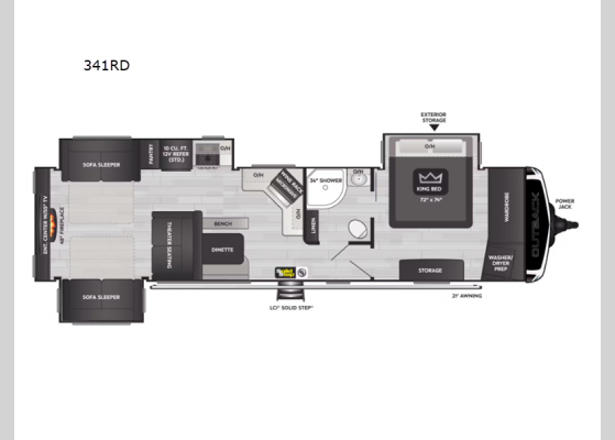 Floorplan - 2025 Outback 341RD Travel Trailer