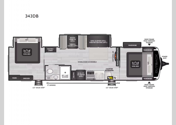 Floorplan - 2025 Outback 343DB Travel Trailer