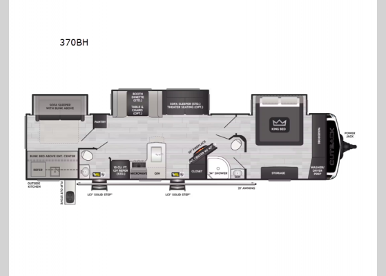 Floorplan - 2025 Outback 370BH Travel Trailer