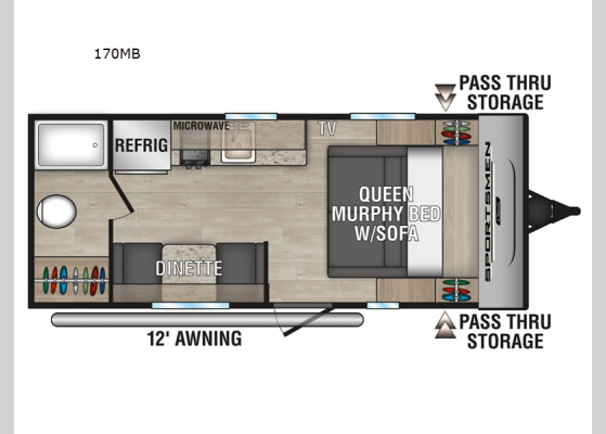 Floorplan - 2025 Sportsmen Classic 170MB Travel Trailer