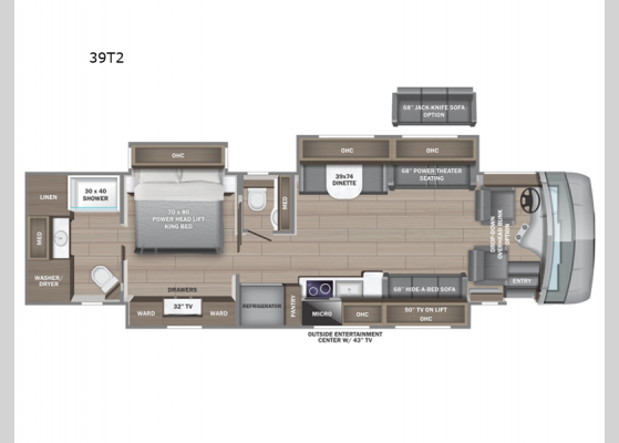 Floorplan - 2024 Reatta XL 39T2 Motor Home Class A - Diesel