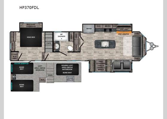 Floorplan - 2023 Hampton HP370FDL Destination Trailer
