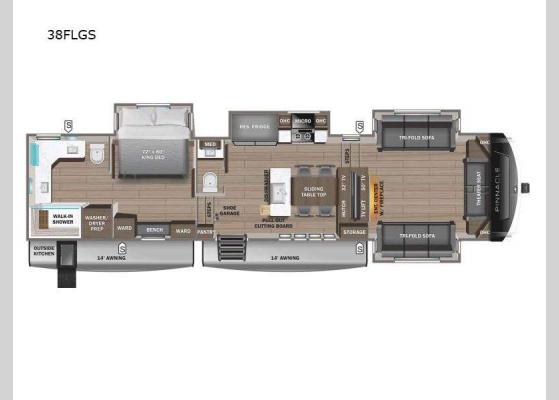 Floorplan - 2025 Pinnacle 38FLGS Fifth Wheel