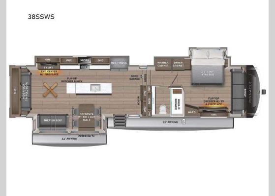 Floorplan - 2025 Pinnacle 38SSWS Fifth Wheel