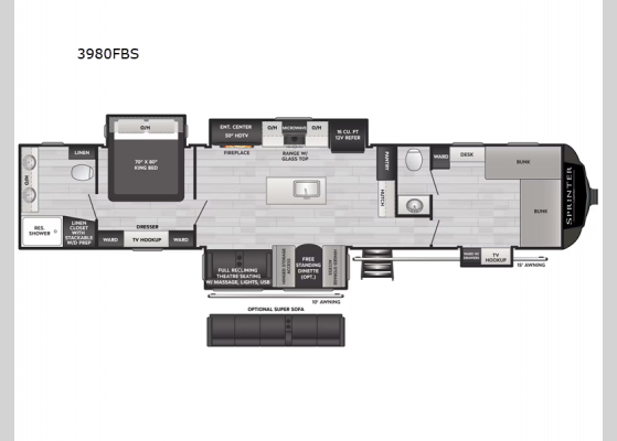 Floorplan - 2025 Sprinter 3980FBS Fifth Wheel