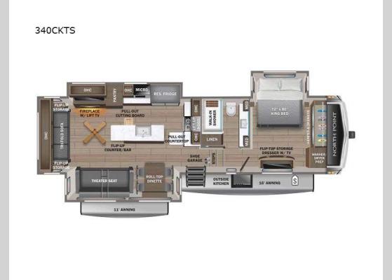 Floorplan - 2025 North Point 340CKTS Fifth Wheel