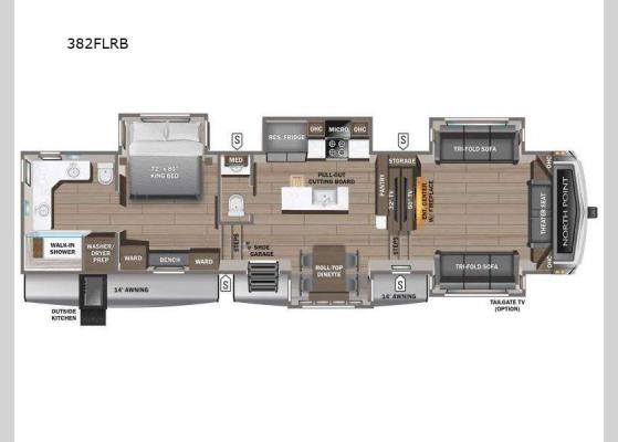 Floorplan - 2025 North Point 382FLRB Fifth Wheel