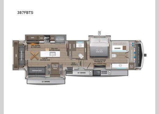 Floorplan - 2025 North Point 387FBTS Fifth Wheel