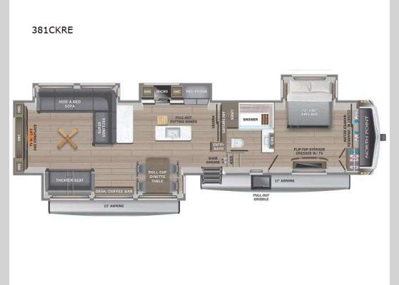 Floorplan - 2025 North Point 381CKRE Fifth Wheel