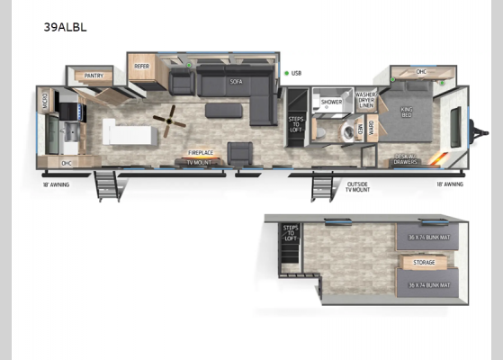 Floorplan - 2025 Cherokee Black Label 39ALBL Destination Trailer