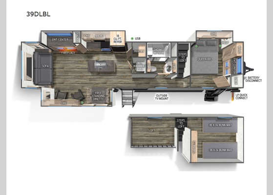 Floorplan - 2025 Cherokee Black Label 39DLBL Destination Trailer