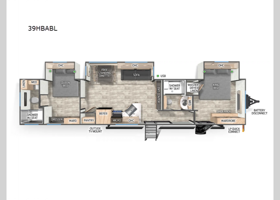 Floorplan - 2025 Cherokee Black Label 39HBABL Destination Trailer