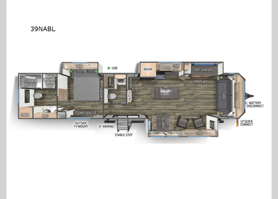 Floorplan - 2025 Cherokee Black Label 39NABL Destination Trailer