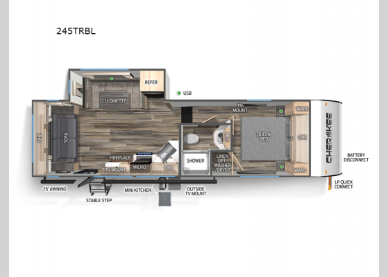 Floorplan - 2025 Cherokee Black Label 245TRBL Fifth Wheel