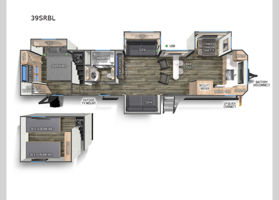 Floorplan - 2025 Cherokee Black Label 39SRBL Destination Trailer