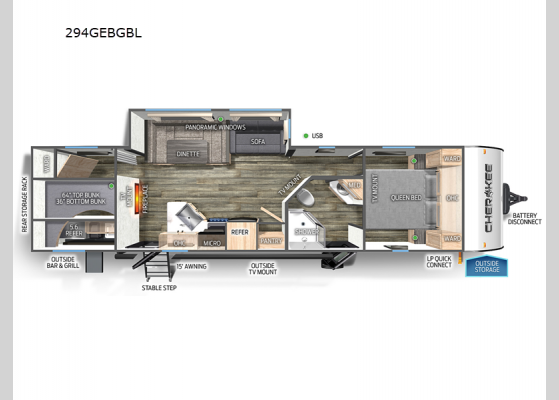 Floorplan - 2025 Cherokee Black Label 294GEBGBL Travel Trailer