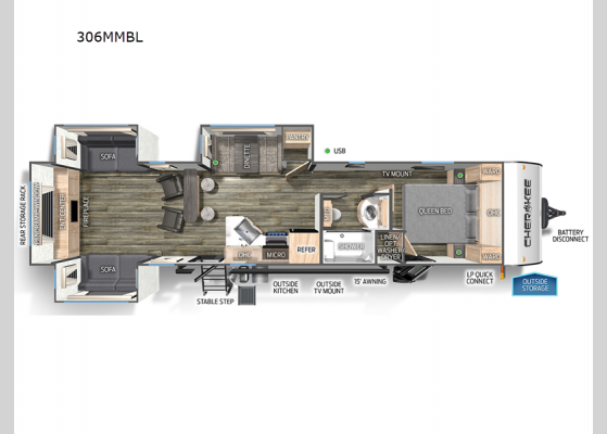 Floorplan - 2025 Cherokee Black Label 306MMBL Travel Trailer