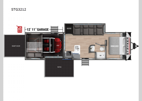 Floorplan - 2025 Stryker STG3212 Toy Hauler Travel Trailer