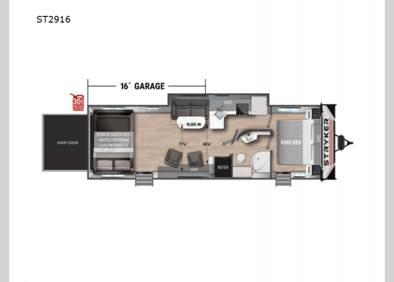 Floorplan - 2025 Stryker ST2916 Toy Hauler Travel Trailer