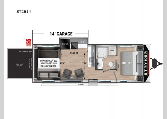 Floorplan - 2025 Stryker ST2614 Toy Hauler Travel Trailer