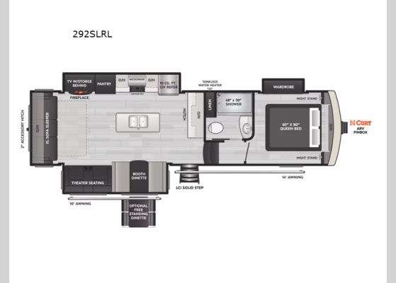 Floorplan - 2024 Arcadia Super Lite 292SLRL Fifth Wheel