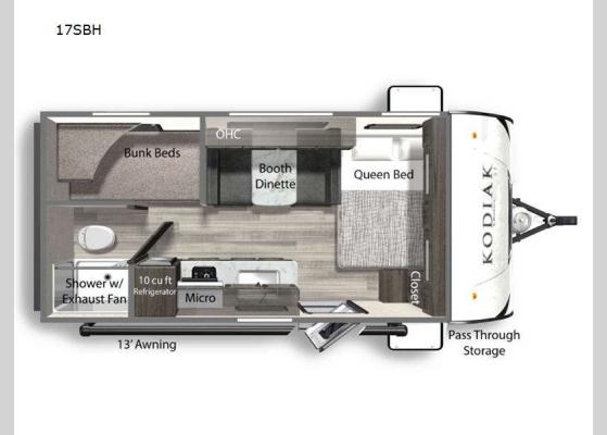 Floorplan - 2024 Kodiak SE 17SBH Travel Trailer