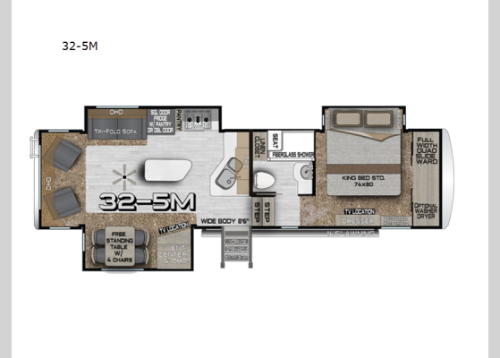 Floorplan - 2025 Arctic Fox Grande Ronde 32-5M Fifth Wheel