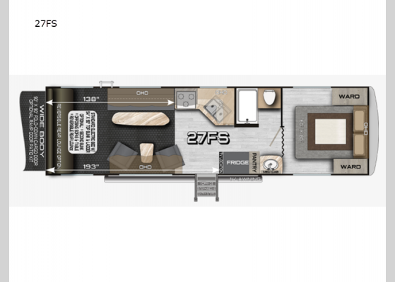 Floorplan - 2025 Desert Fox 27FS Toy Hauler Travel Trailer