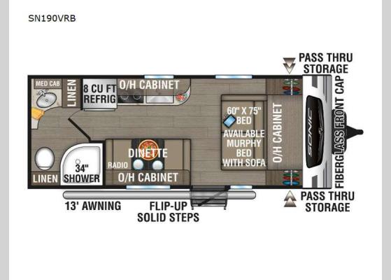 Floorplan - 2024 Sonic SN190VRB Travel Trailer