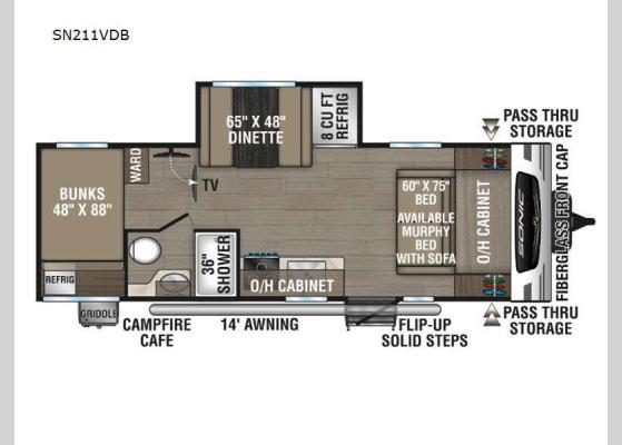 Floorplan - 2024 Sonic SN211VDB Travel Trailer