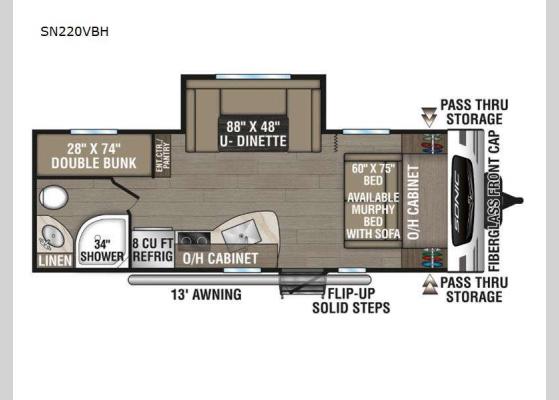 Floorplan - 2024 Sonic SN220VBH Travel Trailer