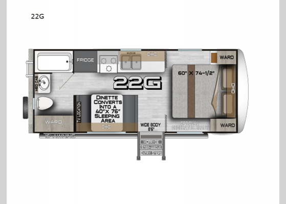 Floorplan - 2025 Arctic Fox North Fork 22G Travel Trailer