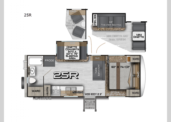 Floorplan - 2025 Arctic Fox North Fork 25R Travel Trailer