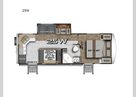 Floorplan - 2025 Arctic Fox North Fork 25W Travel Trailer