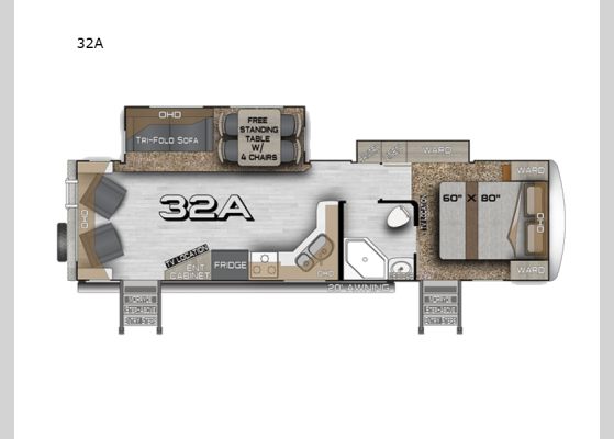 Floorplan - 2025 Arctic Fox North Fork 32A Travel Trailer