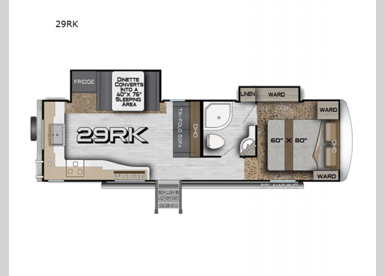 Floorplan - 2025 Arctic Fox North Fork 29RK Travel Trailer