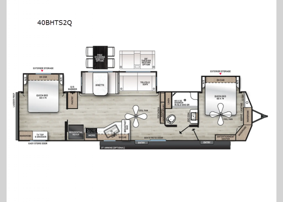 Floorplan - 2025 Aurora 40BHTS2Q Destination Trailer