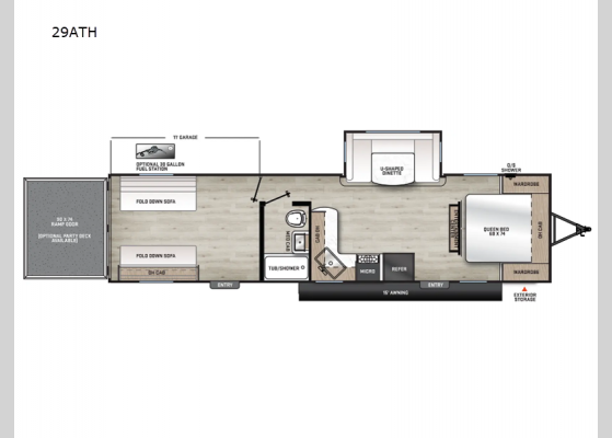 Floorplan - 2025 Aurora 29ATH Toy Hauler Travel Trailer