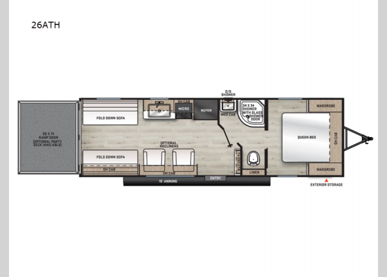 Floorplan - 2025 Aurora 26ATH Toy Hauler Travel Trailer