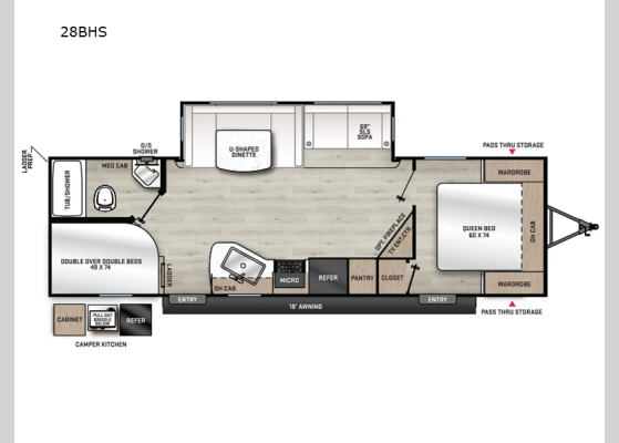 Floorplan - 2025 Aurora 28BHS Travel Trailer