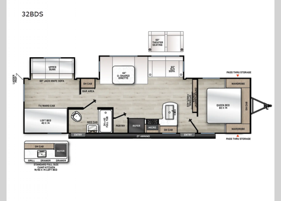 Floorplan - 2025 Aurora 32BDS Travel Trailer