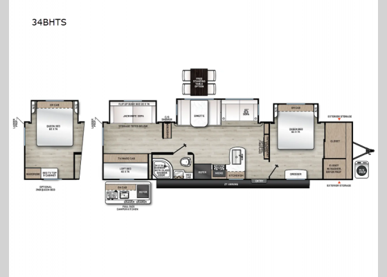 Floorplan - 2025 Aurora 34BHTS Travel Trailer