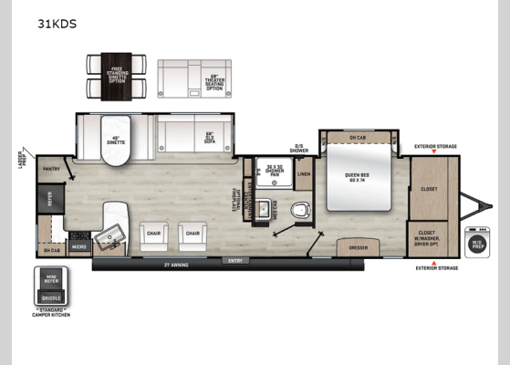 Floorplan - 2025 Aurora 31KDS Travel Trailer