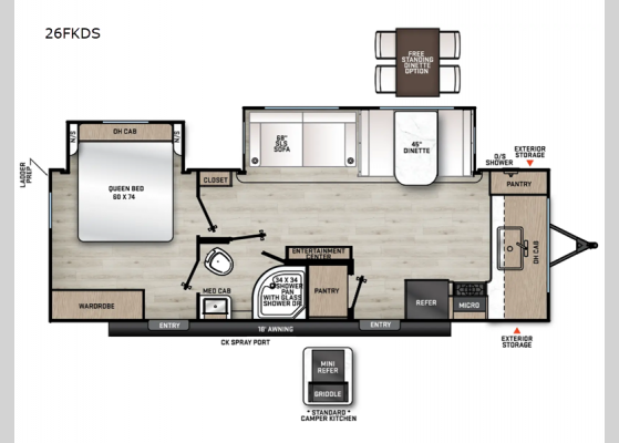 Floorplan - 2025 Aurora 26FKDS Travel Trailer