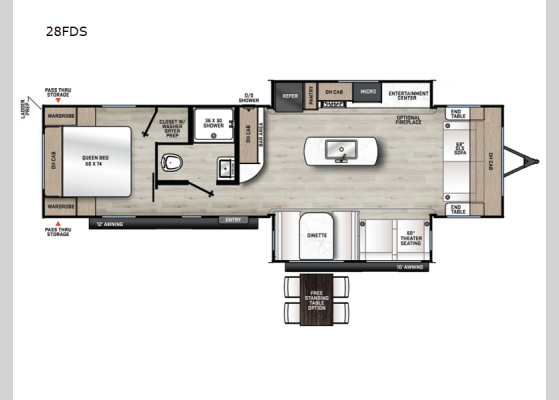 Floorplan - 2025 Aurora 28FDS Travel Trailer